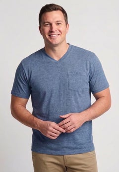 Shrink-Less Lightweight V-Neck Pocket T-Shirt