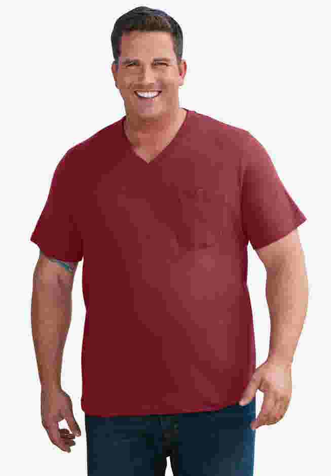 Shrink-Less Lightweight V-Neck Pocket T-Shirt image number 3