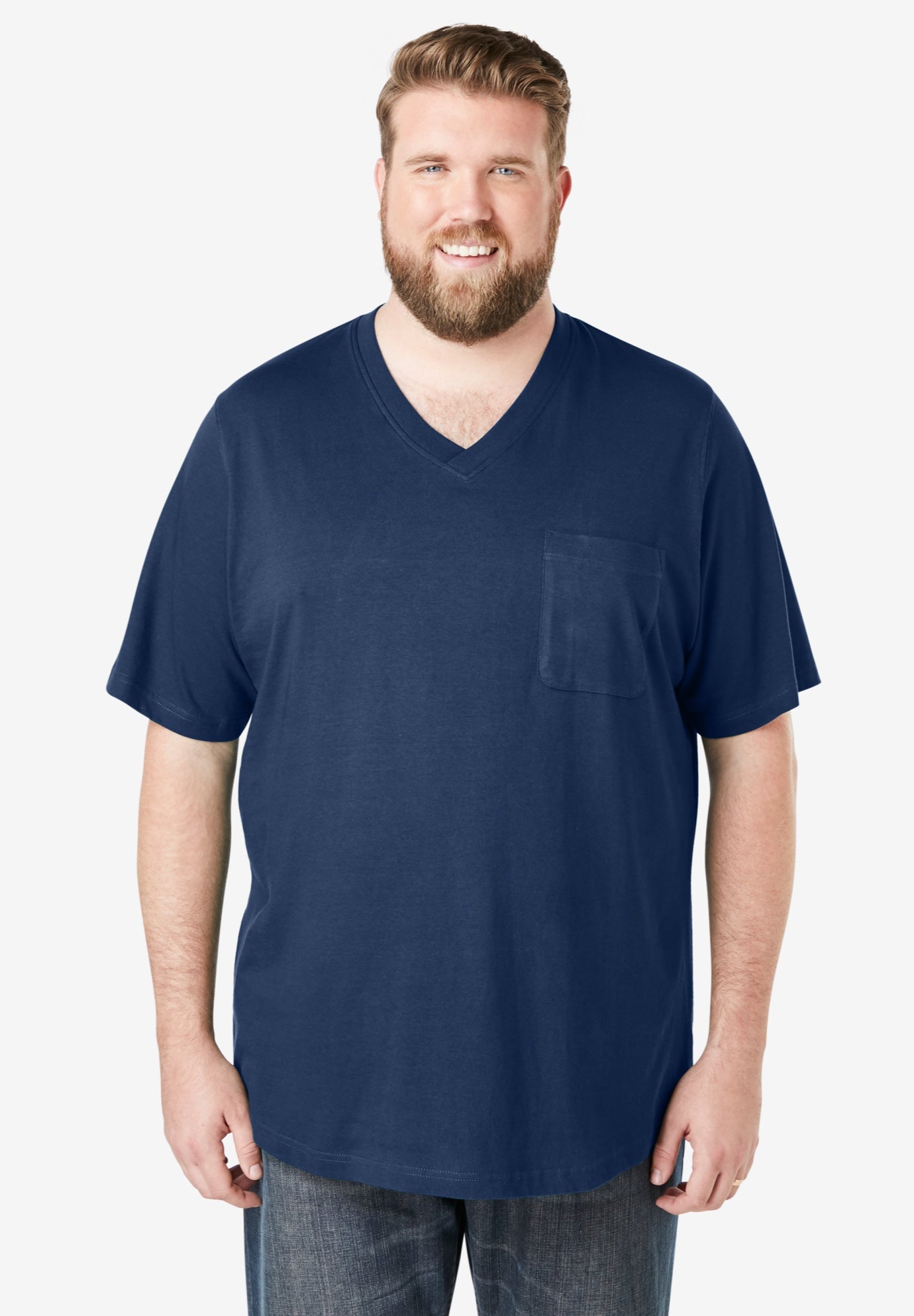 Shrink-Less Lightweight V-Neck Pocket T-Shirt image number 0