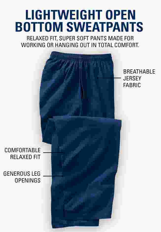 Lightweight Jersey Open Bottom Sweatpants image number 4