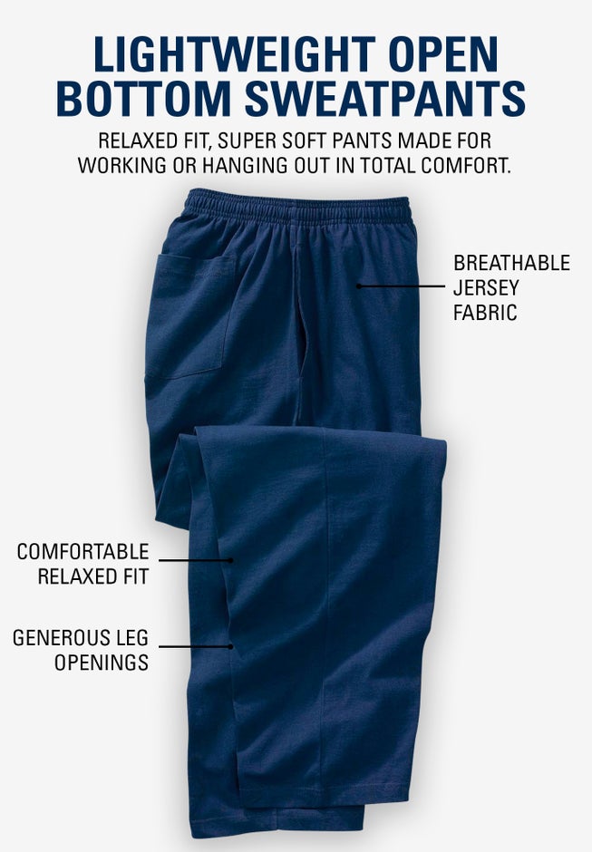 Lightweight Jersey Open-Bottom Sweatpants image number 4