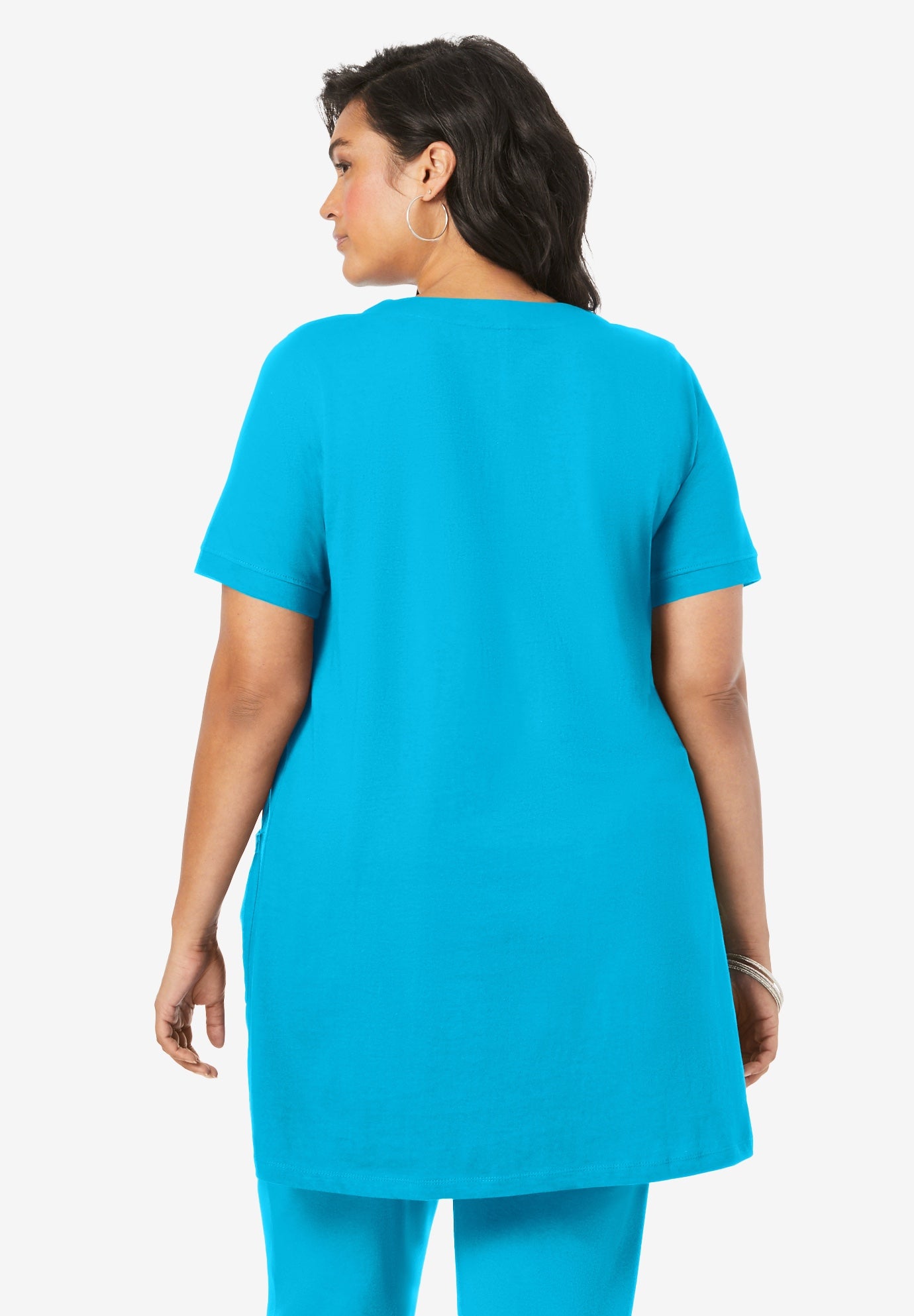 Plus Size Two Pocket Soft Knit Swing Tunic image number 2