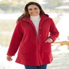 Hooded A-Line Fleece Coat image number null