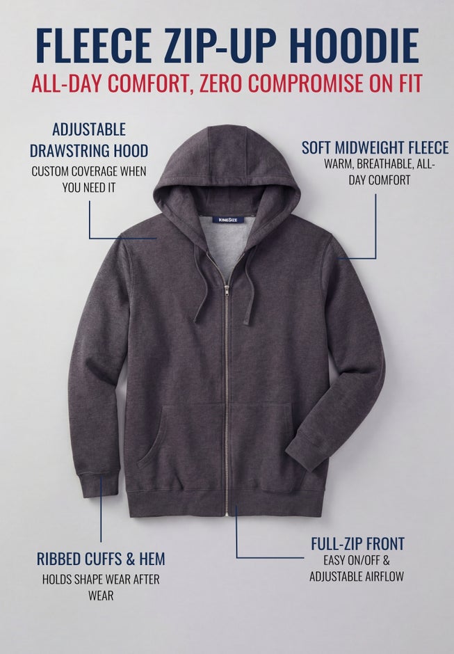 Fleece Zip-Front Hoodie image number 1