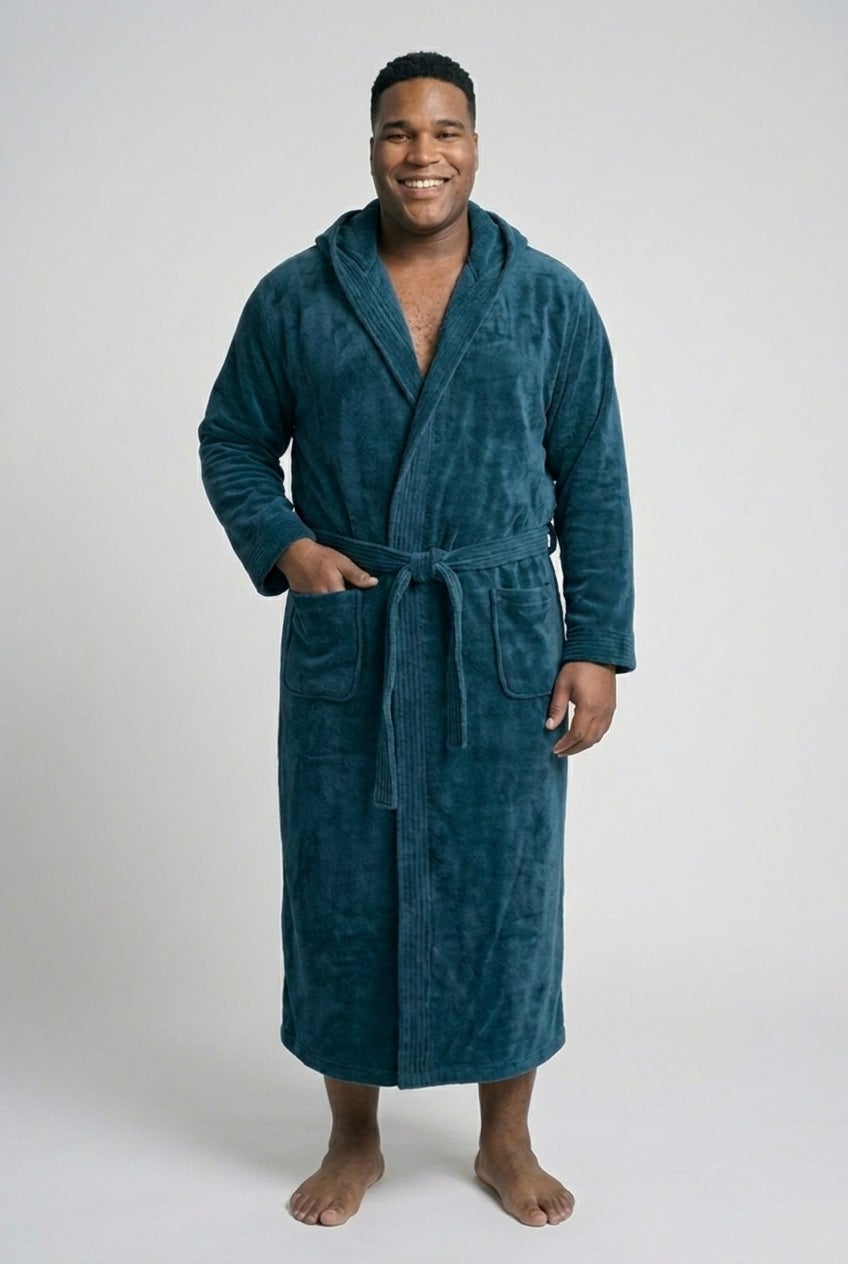 Terry Velour Hooded Maxi Robe image number 1