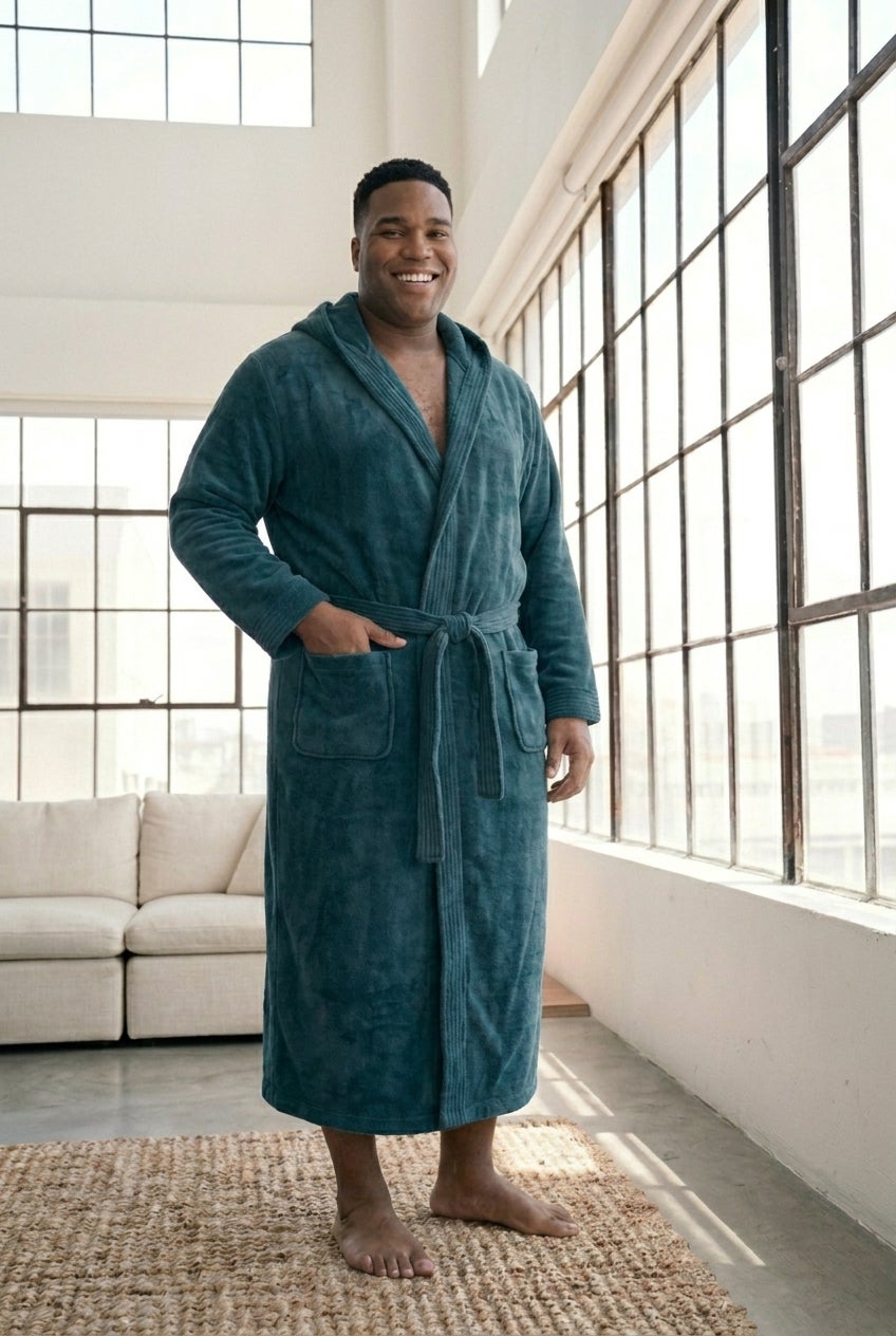 Terry Velour Hooded Maxi Robe image number 0