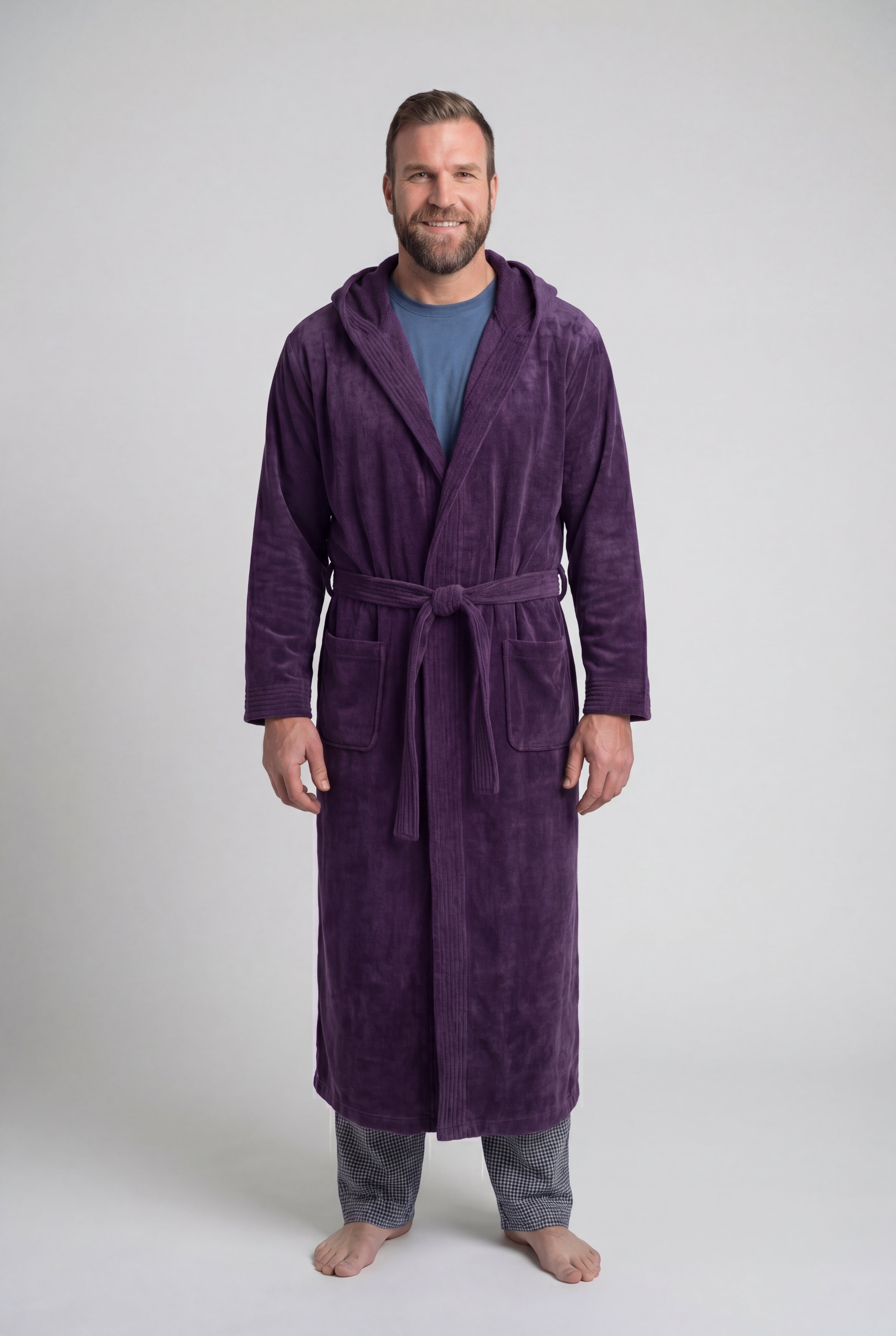Terry Velour Hooded Maxi Robe image number 1