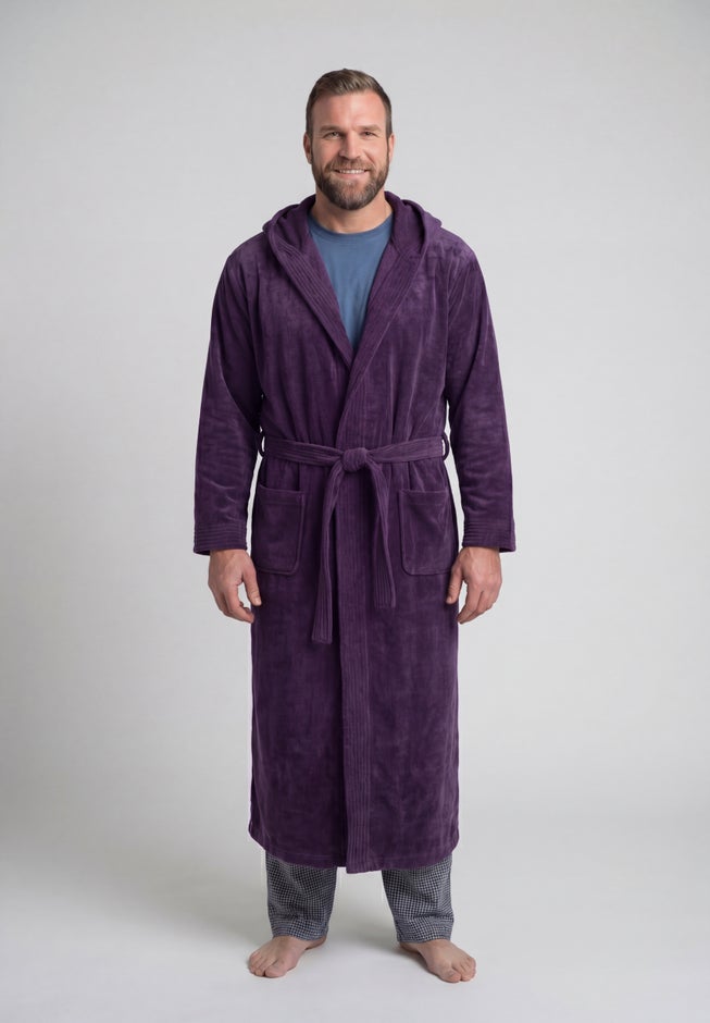 Terry Velour Hooded Maxi Robe image number 1
