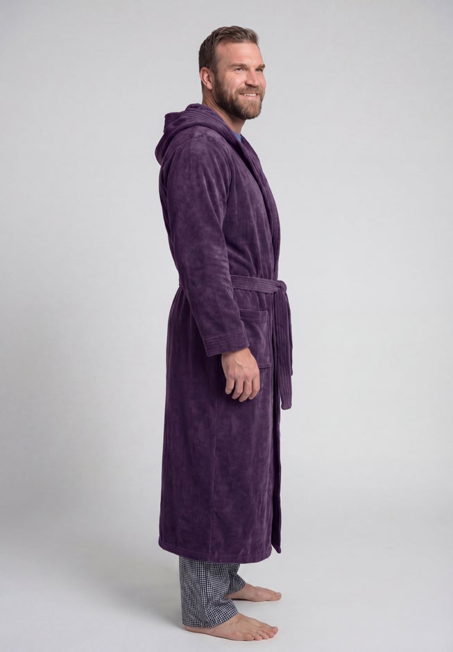 Terry Velour Hooded Maxi Robe image number 2