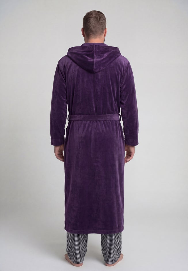 Terry Velour Hooded Maxi Robe image number 3