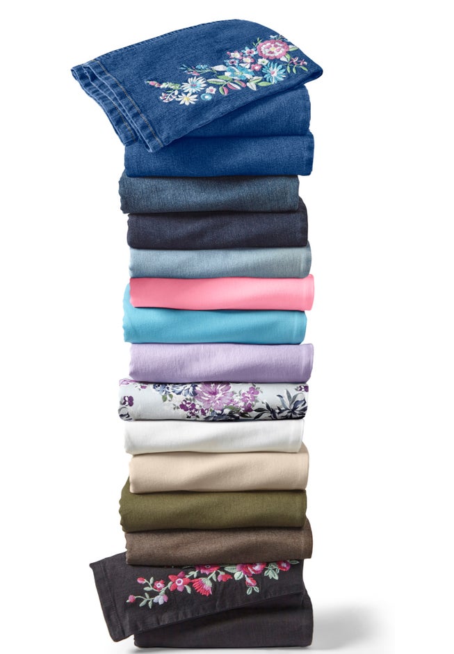 Stretch Denim Wide-Leg Five-Pocket Jeans image number 2