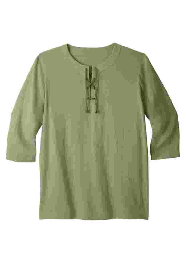 Gauze Lace-Up Shirt image number 2