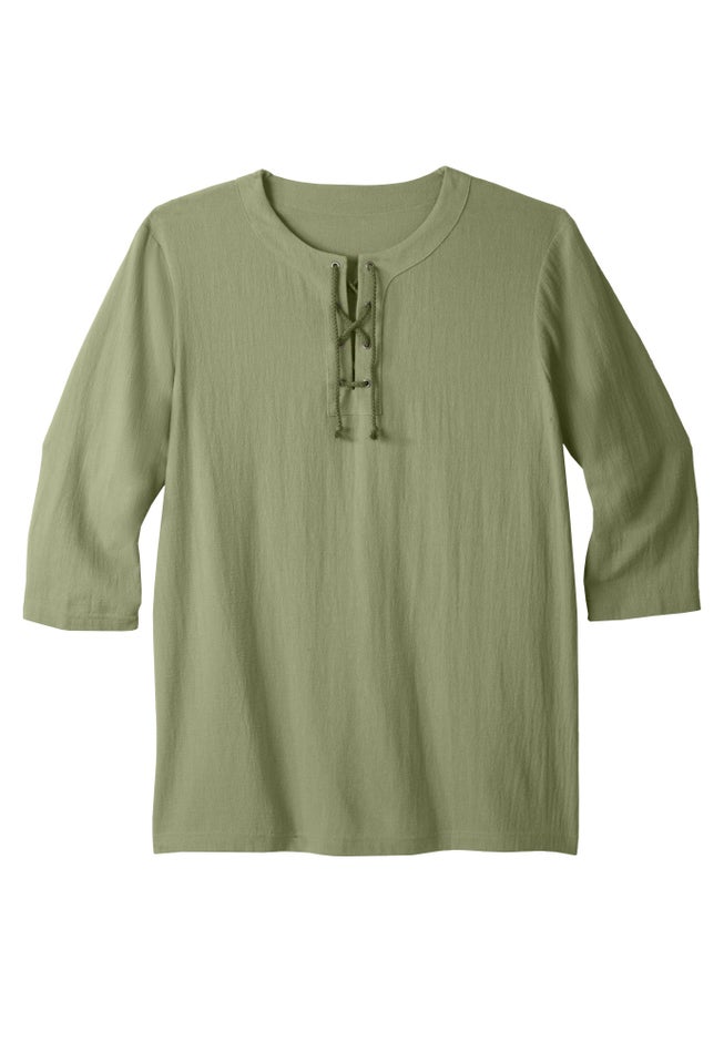 Gauze Lace-Up Shirt image number 1