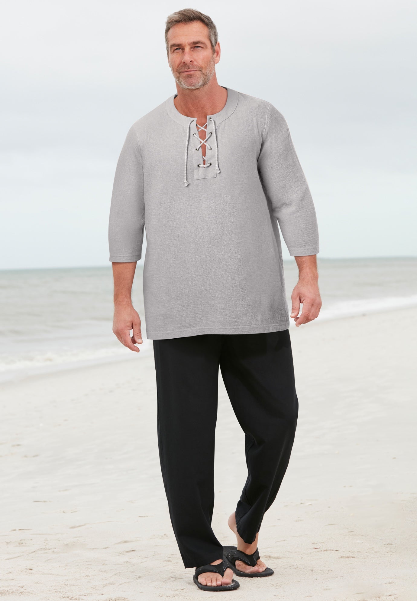 Gauze Lace-Up Shirt image number 0