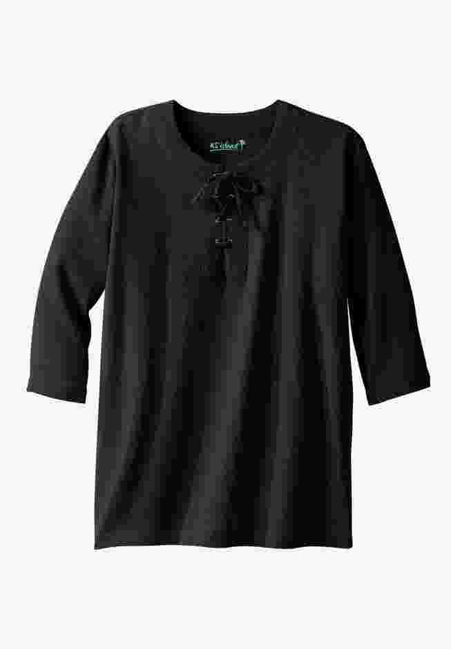 Gauze Lace-Up Shirt image number 3