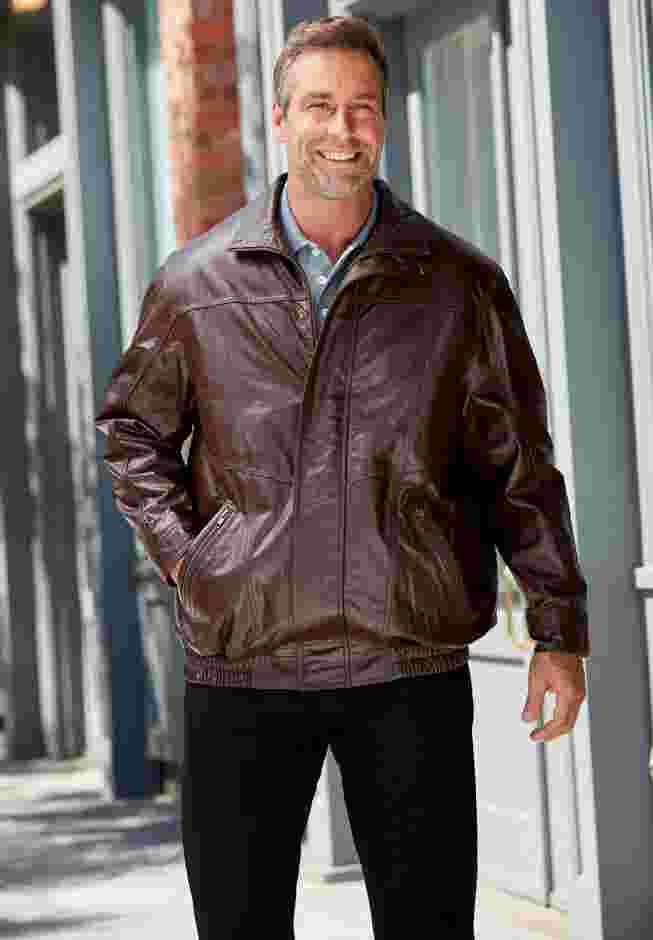Leather Bomber Jacket image number 4