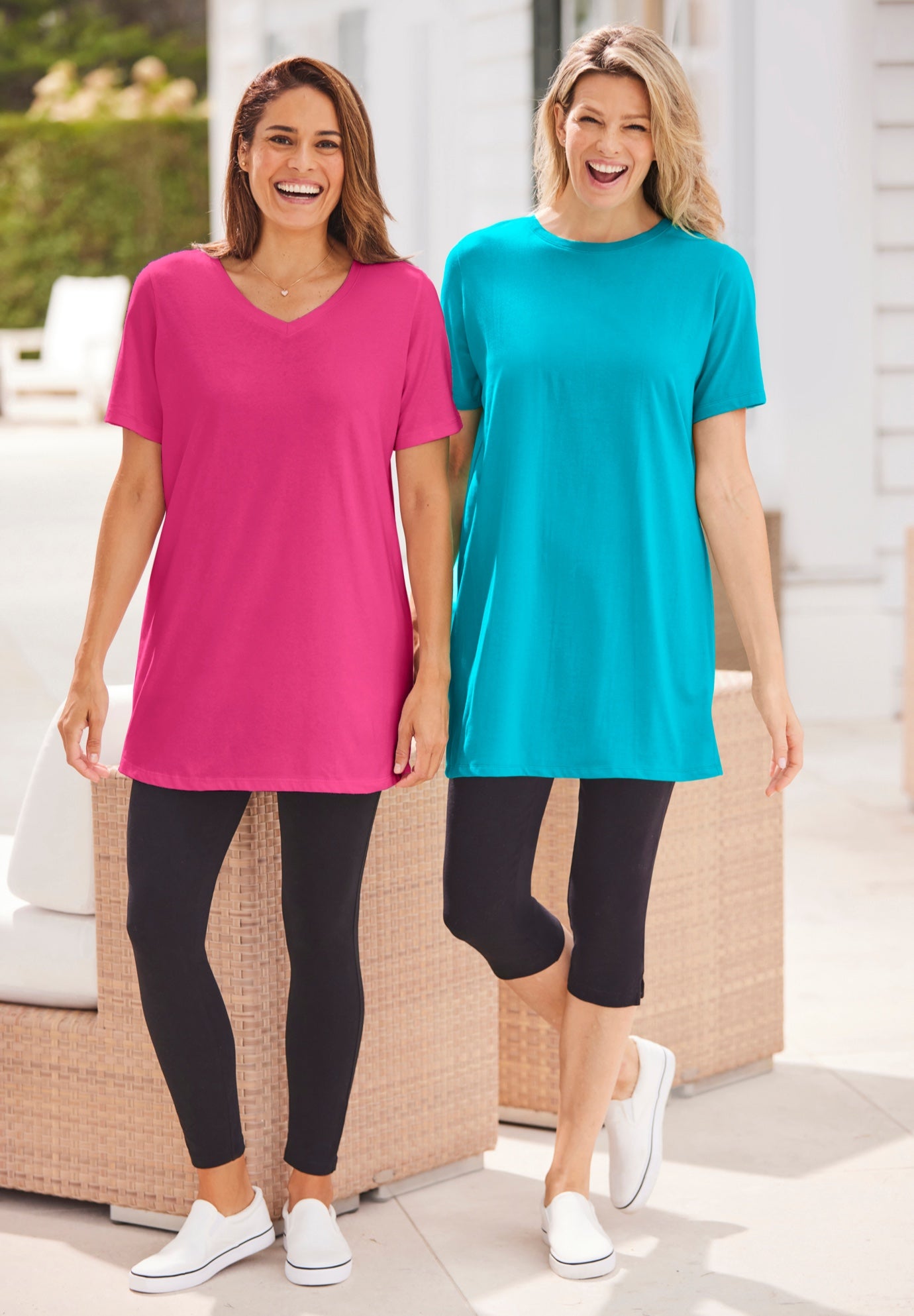 Stretch-Cotton Knit Pull-On Capri Leggings image number 4