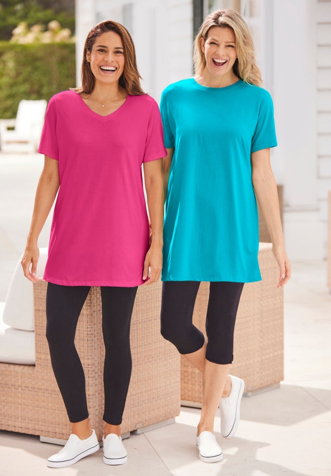 Stretch-Cotton Knit Pull-On Capri Leggings image number 4