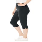 Capri Pull-On Stretch Knit Cotton Spandex Leggings image number null