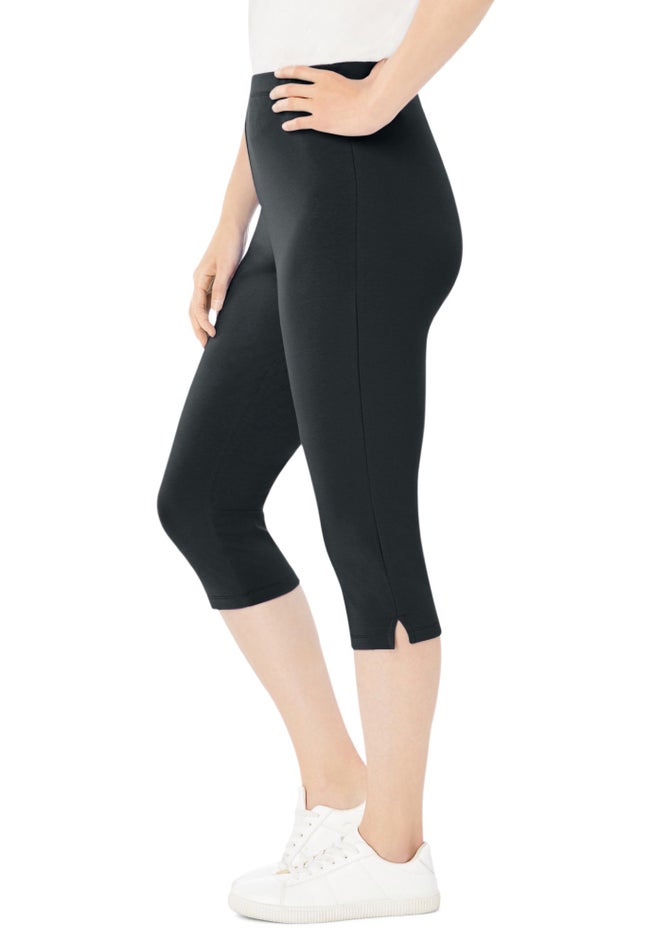 Capri Pull-On Stretch Knit Cotton Spandex Leggings image number 1