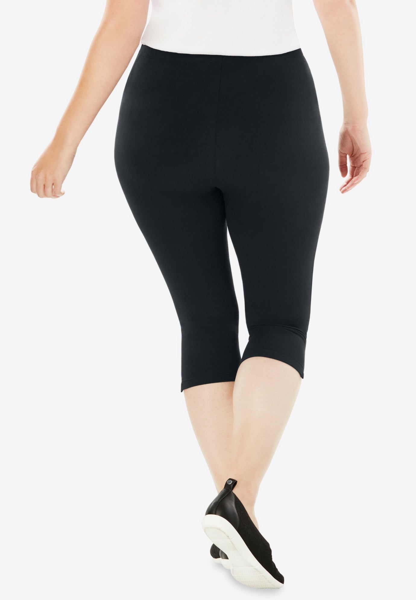 Capri Pull-On Stretch Knit Cotton Spandex Leggings image number 2