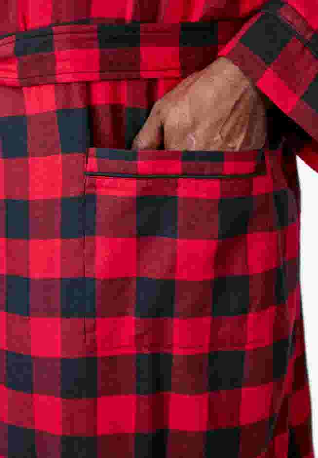 Jersey-Lined Flannel Robe image number 5