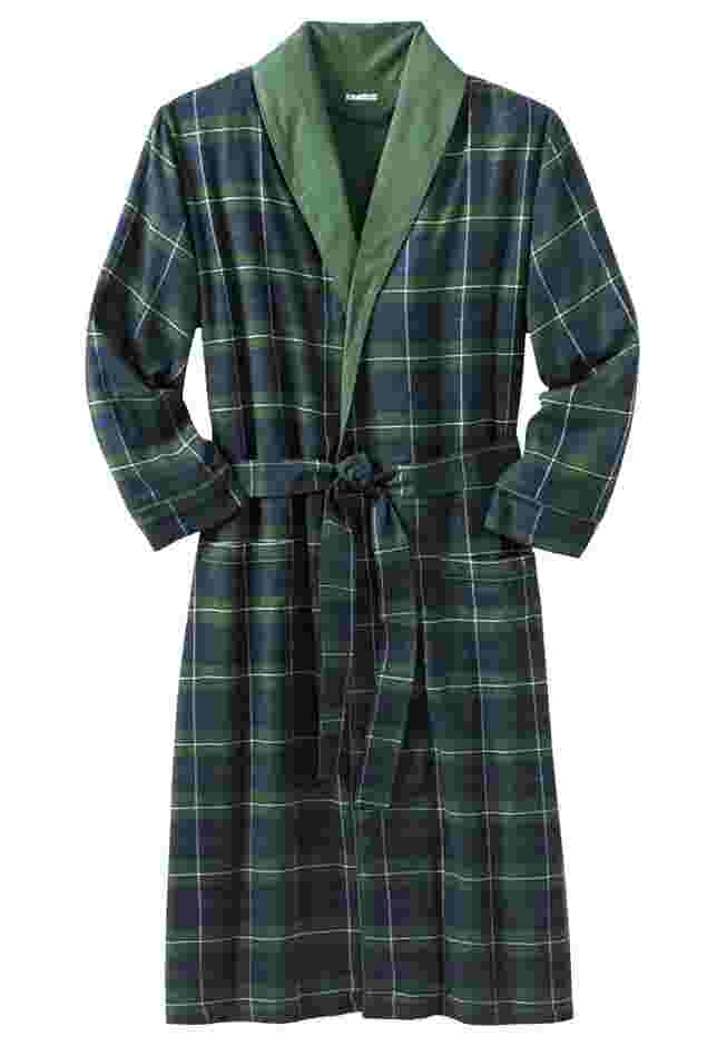 Jersey-Lined Flannel Robe image number 0