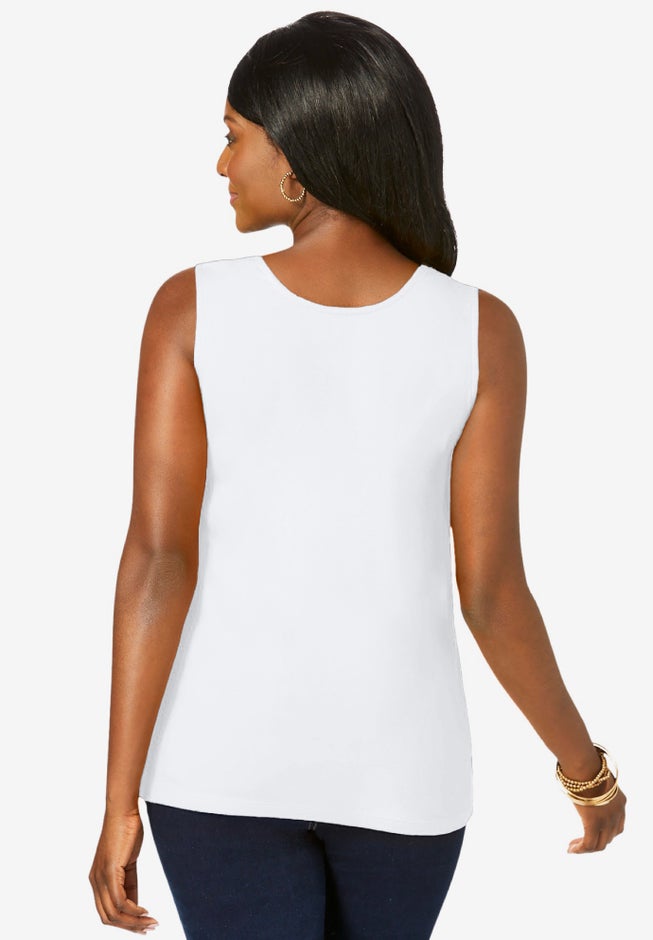 Stretch Cotton Horseshoe Neck Tank image number 2