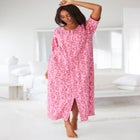 Long French Terry Zip-Front Robe image number null