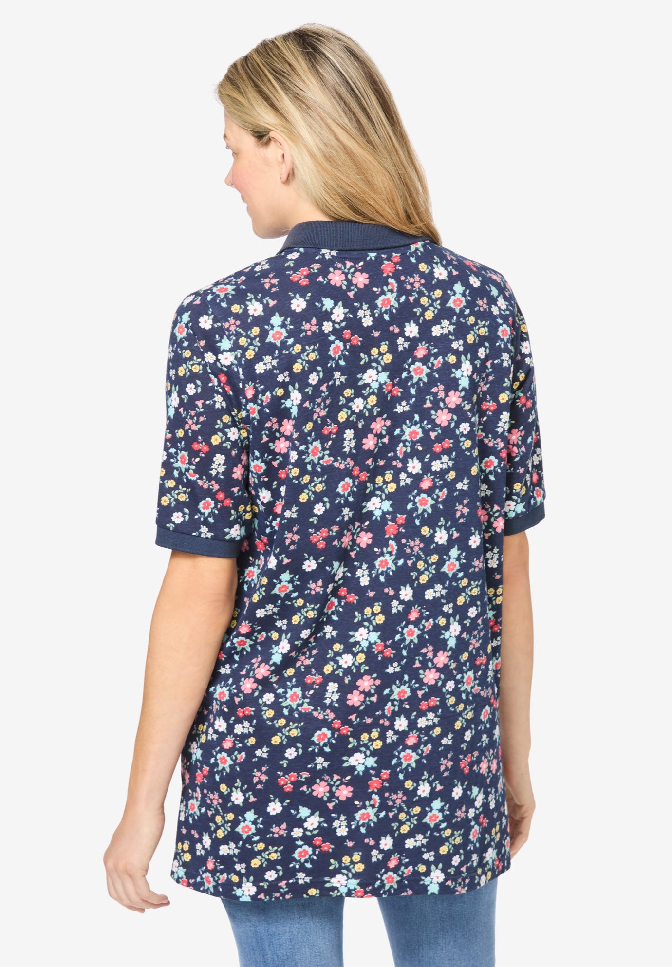 Elbow-Sleeve Polo Tunic image number 1