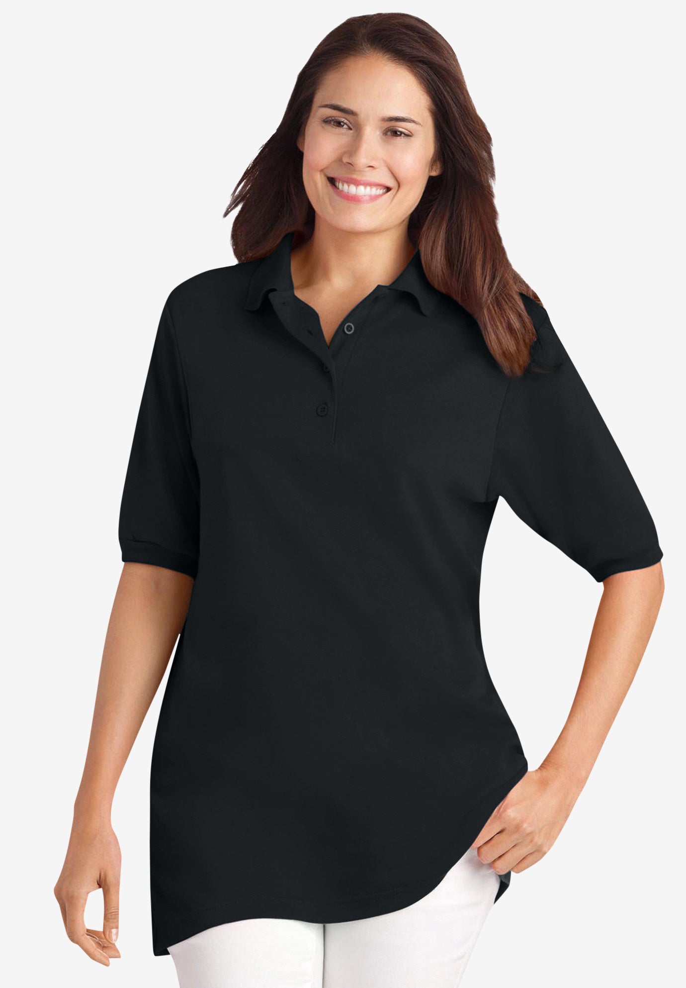 Elbow-Sleeve Polo Tunic image number 0