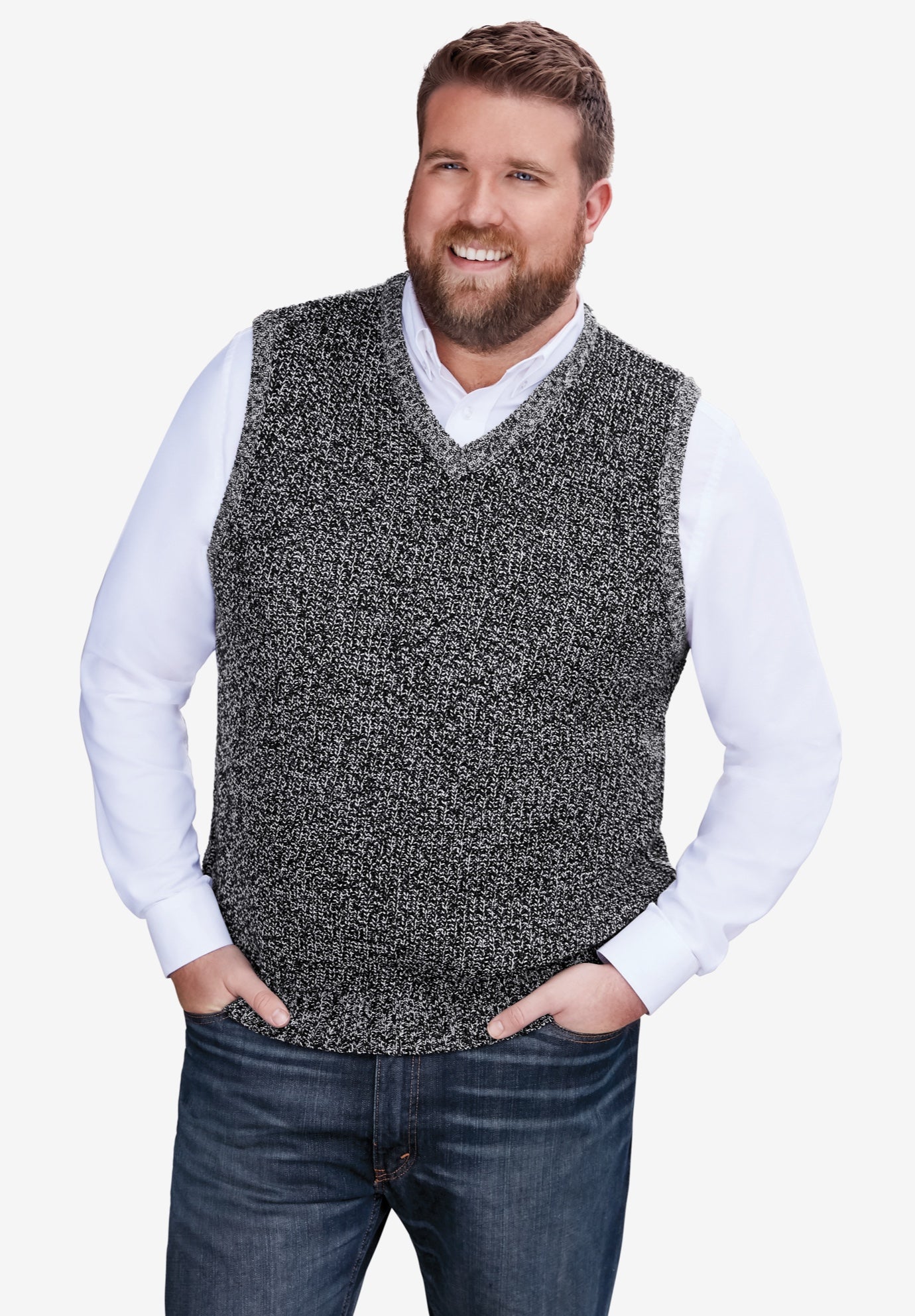 Shaker Knit V-Neck Sweater Vest image number 1