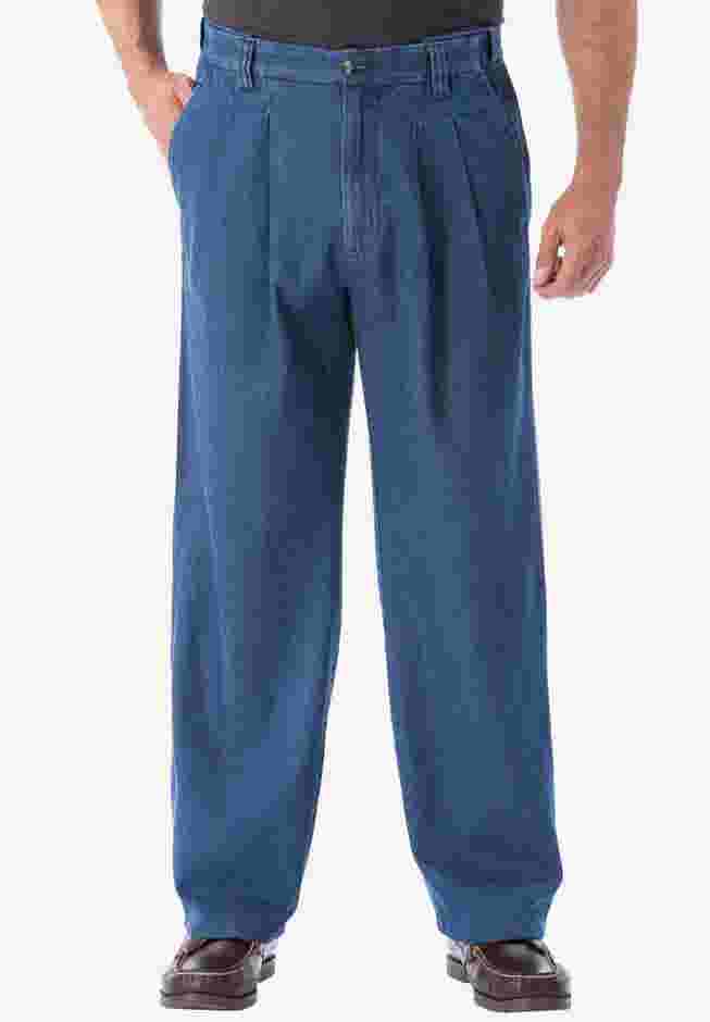 Relaxed Fit Comfort Waist Pleat-Front Expandable Jeans image number 0