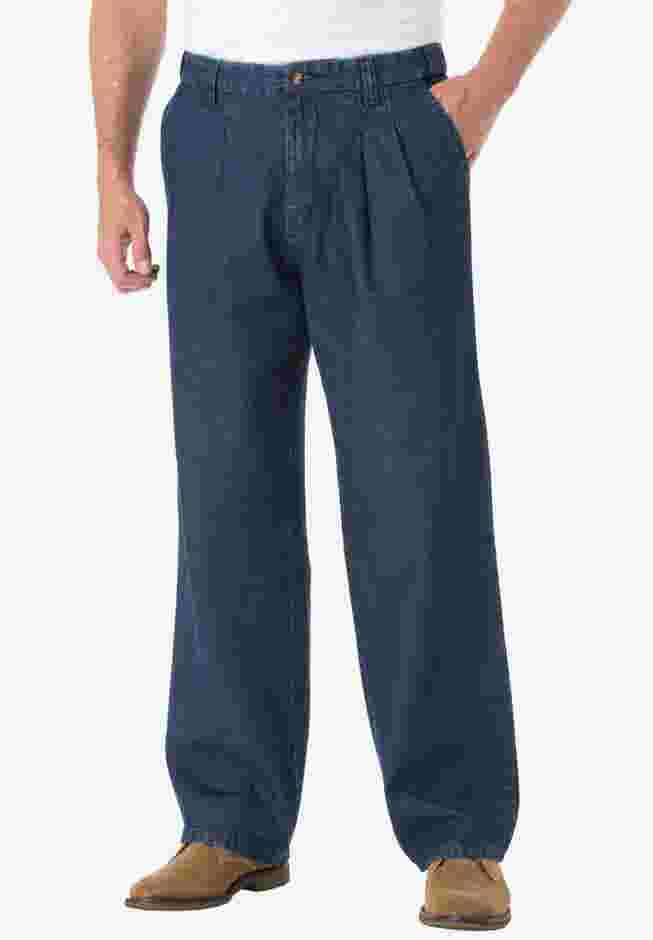 Relaxed Fit Comfort Waist Pleat-Front Expandable Jeans image number 0