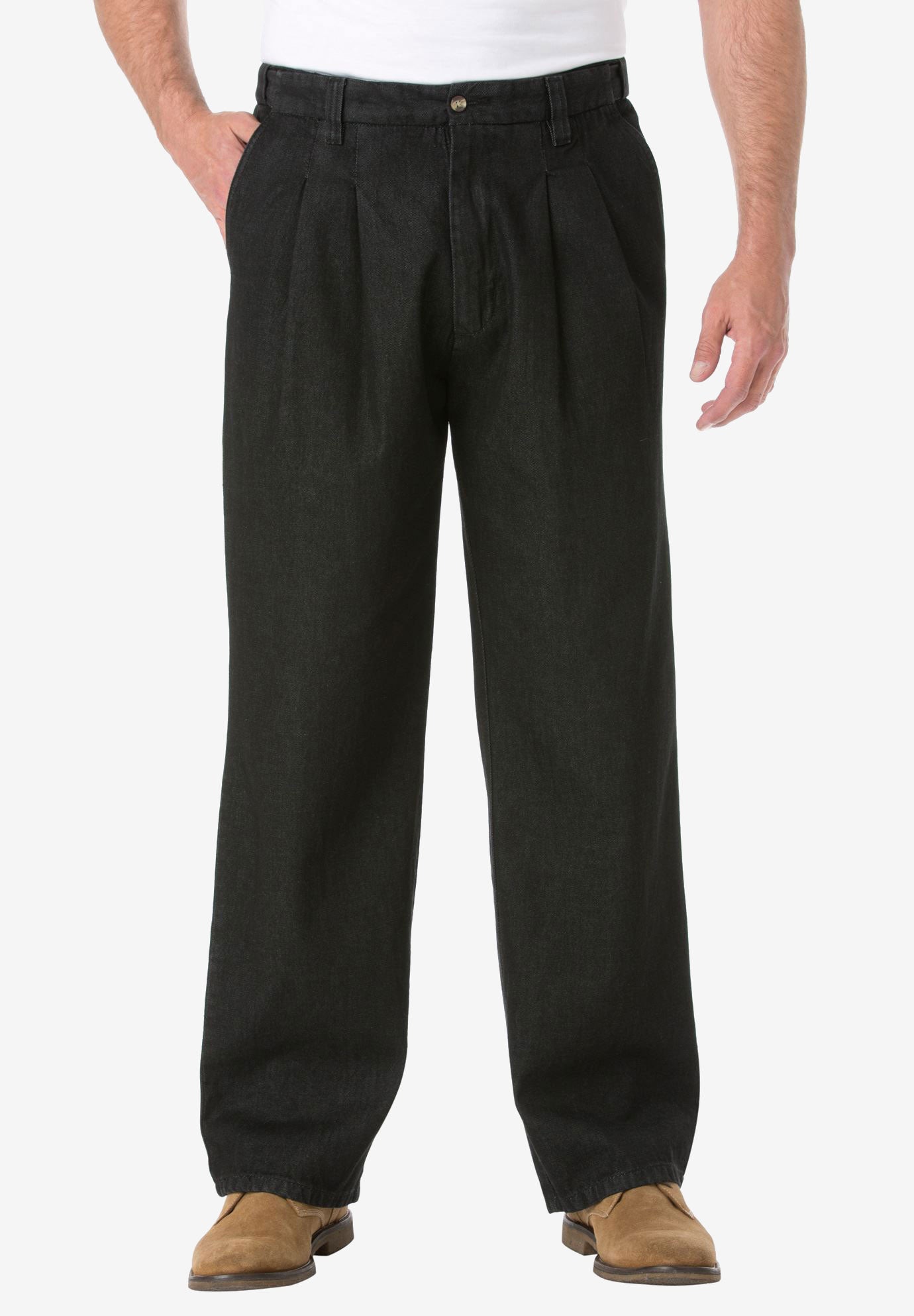 Relaxed Fit Comfort Waist Pleat-Front Expandable Jeans image number 0