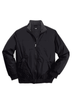 Fleece-Lined Water-Resistant Bomber Jacket, Black King Size