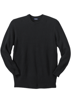 No-Tuck Shirt - Relaxed Fit, Button Front, Black | King Size