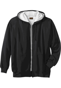 トップス Thermal Lined Zip Up Hooded Sweatshirt M Thermal Full-Zip Hoodie for Winter Warmth, Black | King Size