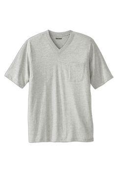 Big Tall Shrink-Less V-Neck Pocket Tee, Heather Grey King Size