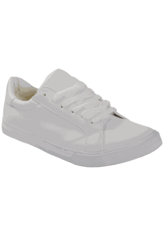 Men's PU Leather Basic Sneaker, White King Size