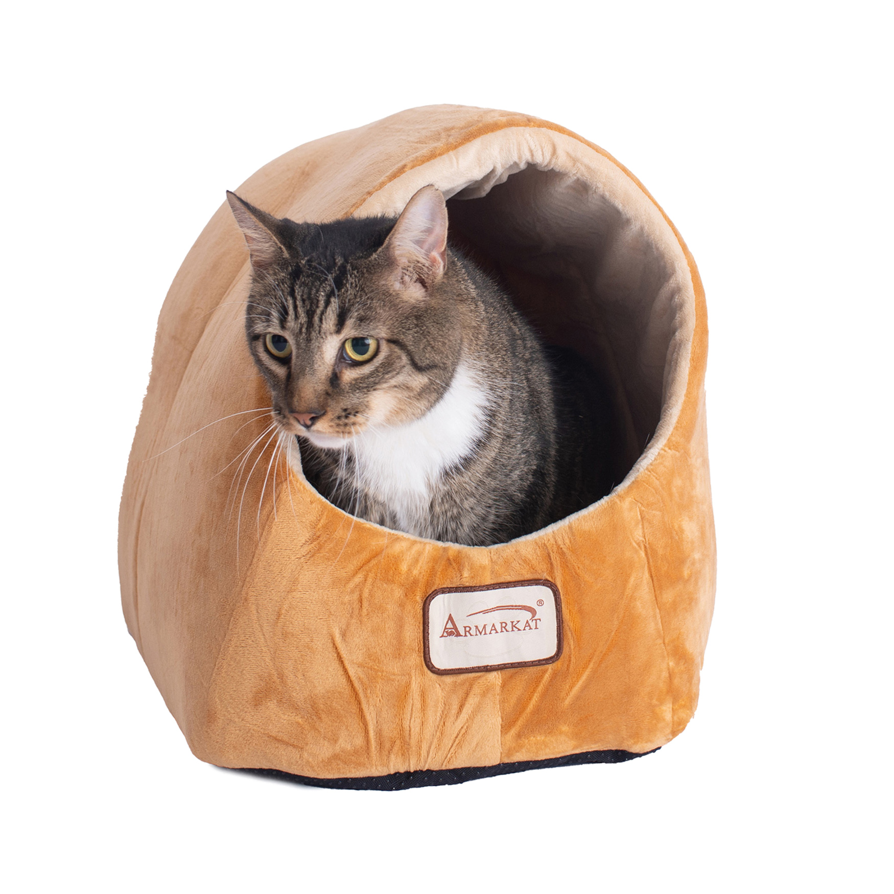 Cat Pet Small Dog Cave Shape Bed, Brown, BROWN IVORY