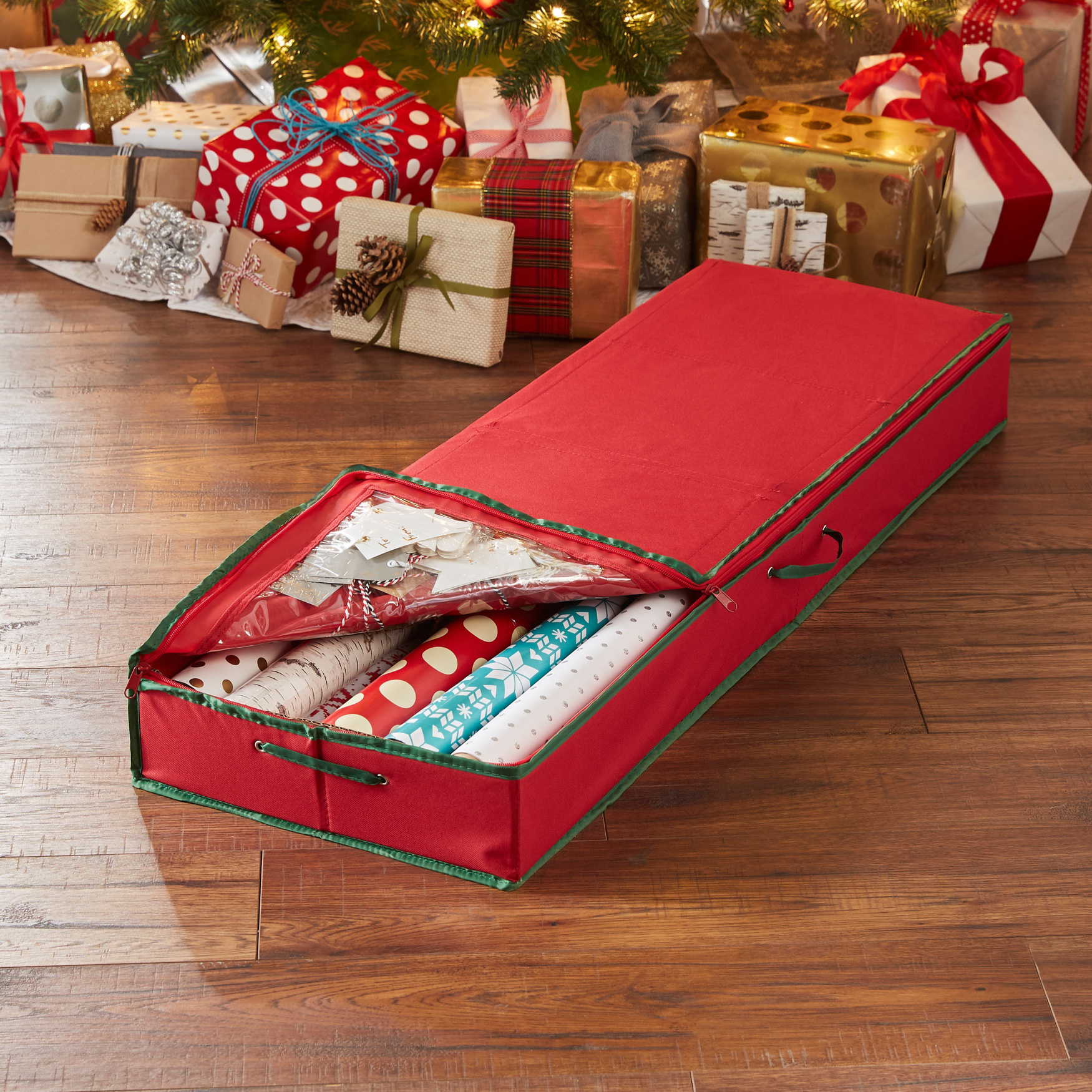 holiday paper and bow organizer, RED