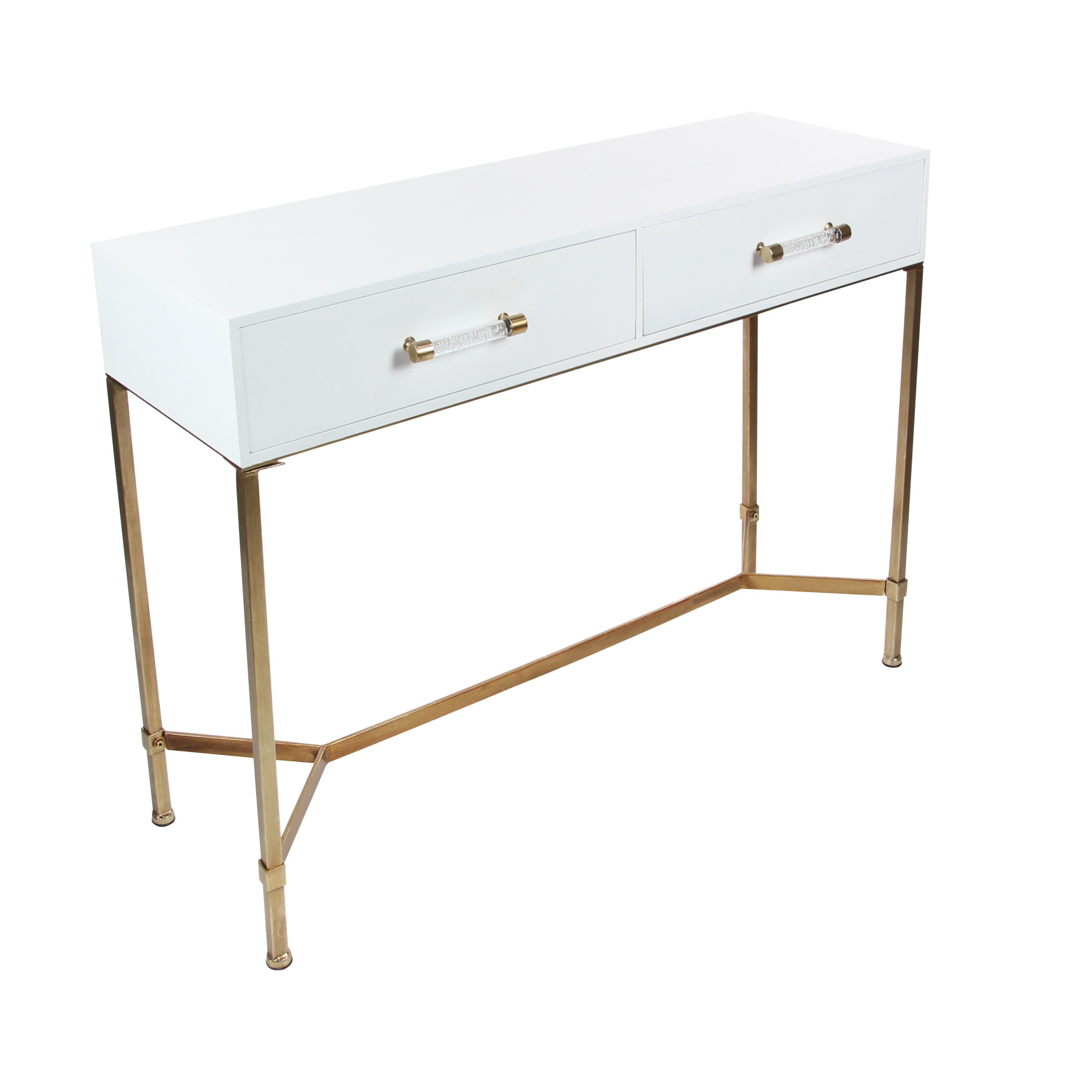 White Glam Metal Console Table, 31 x 47, WHITE
