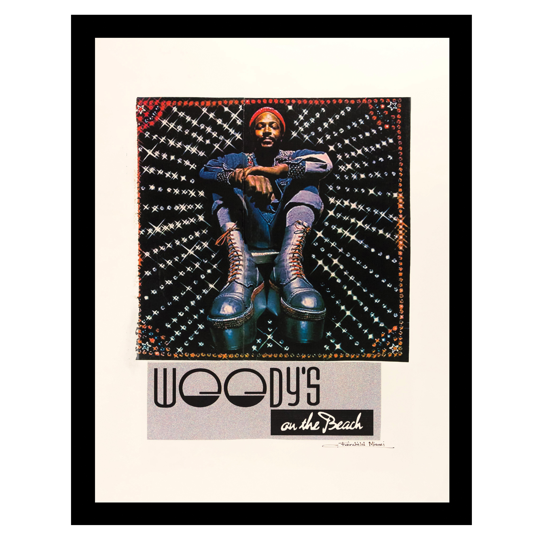 Marvin Gaye Woody&apos;s On The Beach - Blue / Red - 14x18 Framed Print, BLUE RED