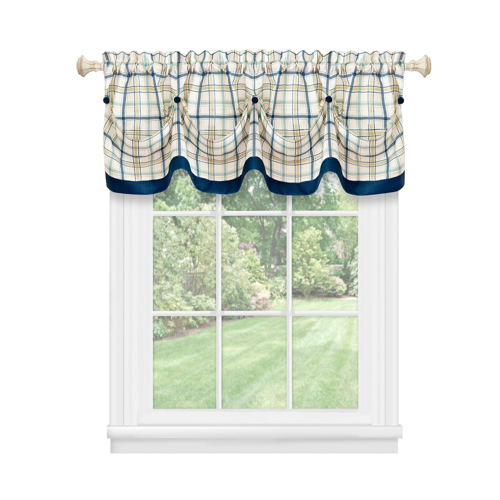 Tattersall Tuck Valance with Buttons - 58x14, 