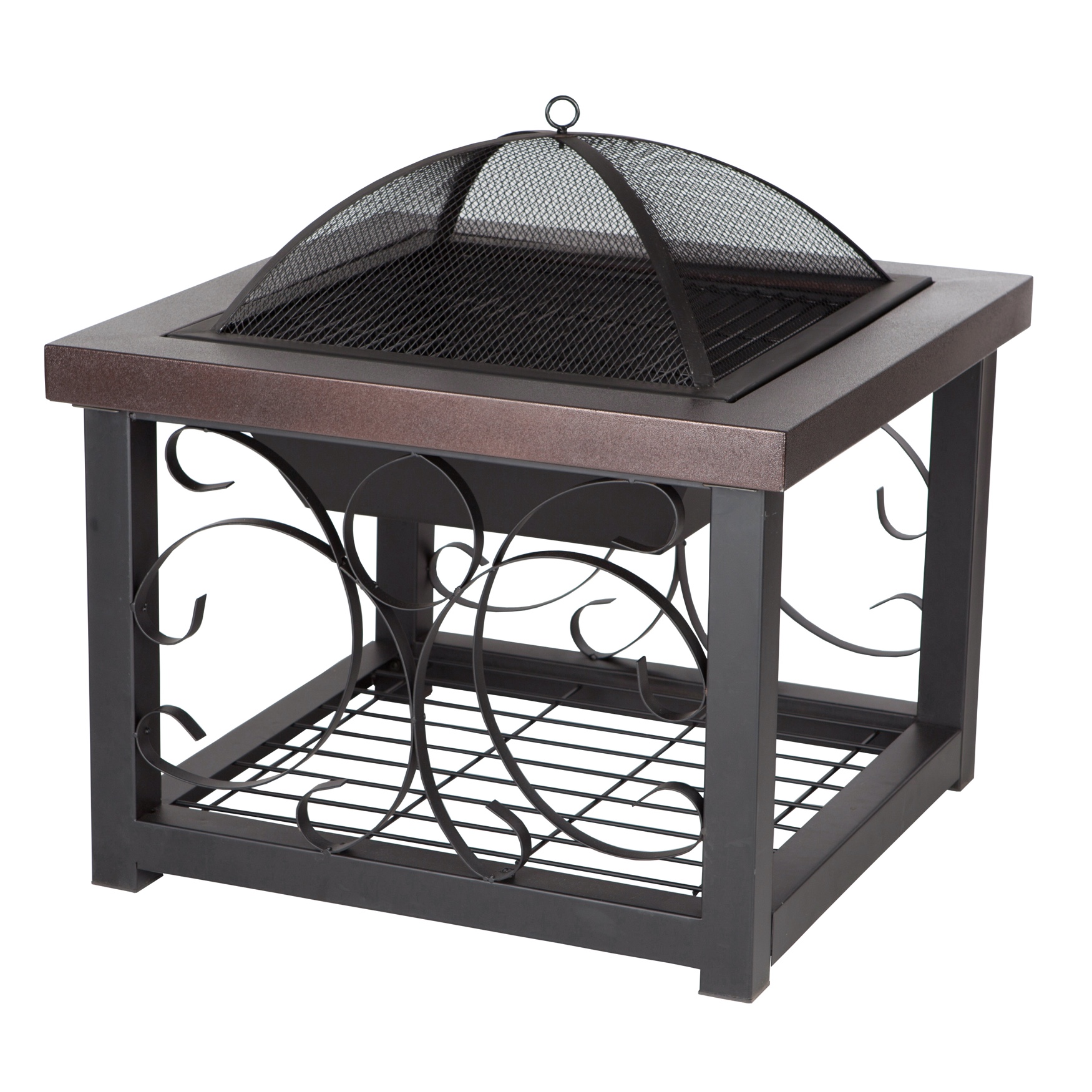 Hammer Tone Bronze Finish Cocktail Table Fire Pit, BRONZE