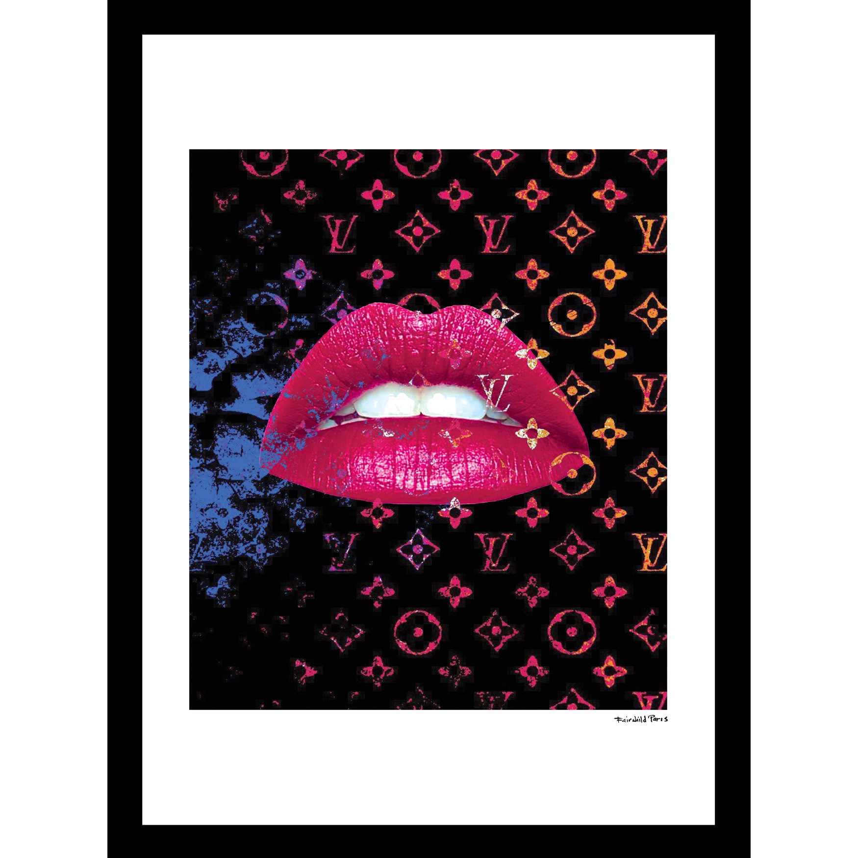Louis Vuitton Lips 14x18 Framed Print, BROWN PINK
