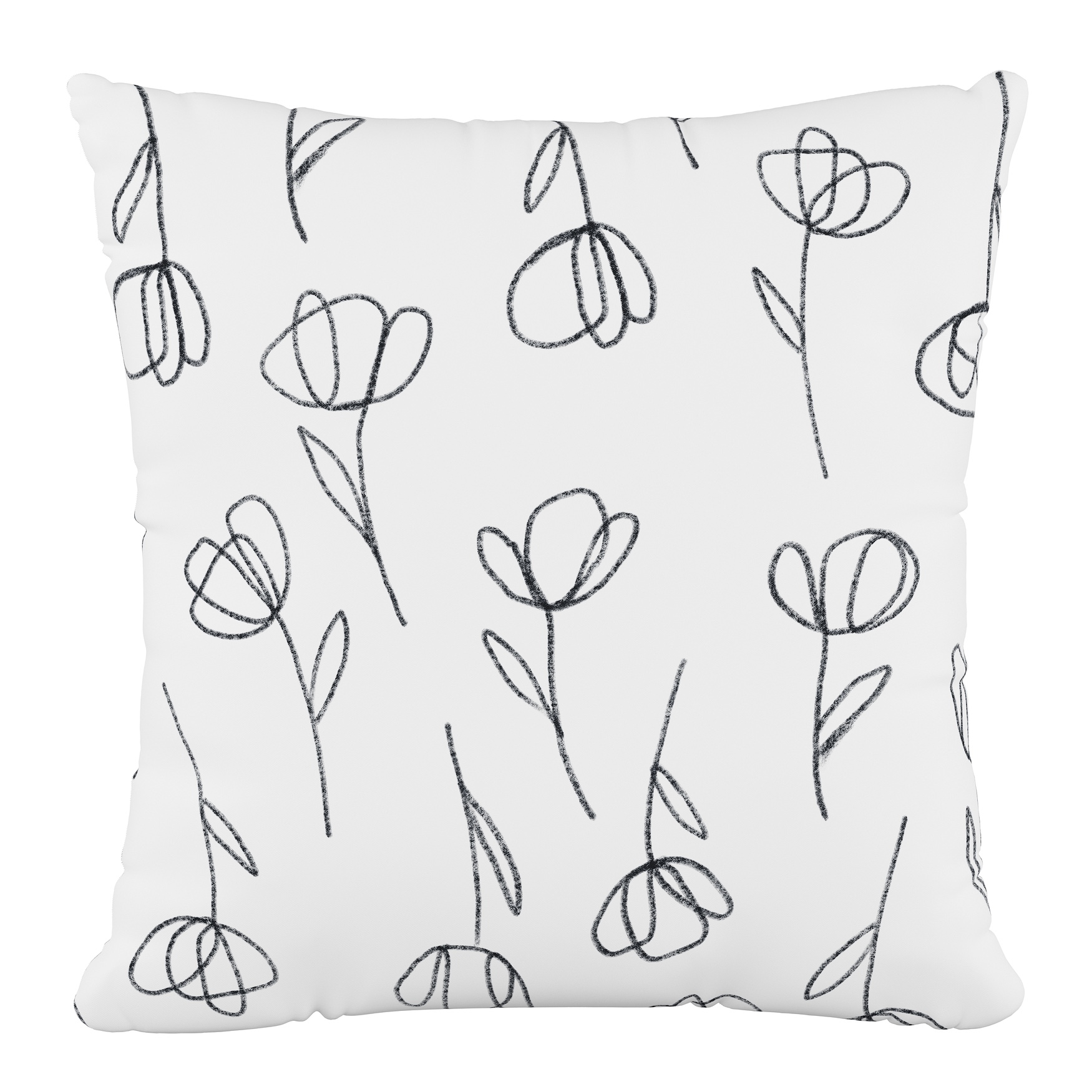 Contoured Tulips Fluffed Polyester 18&quot;Sq. Pillow, WHITE
