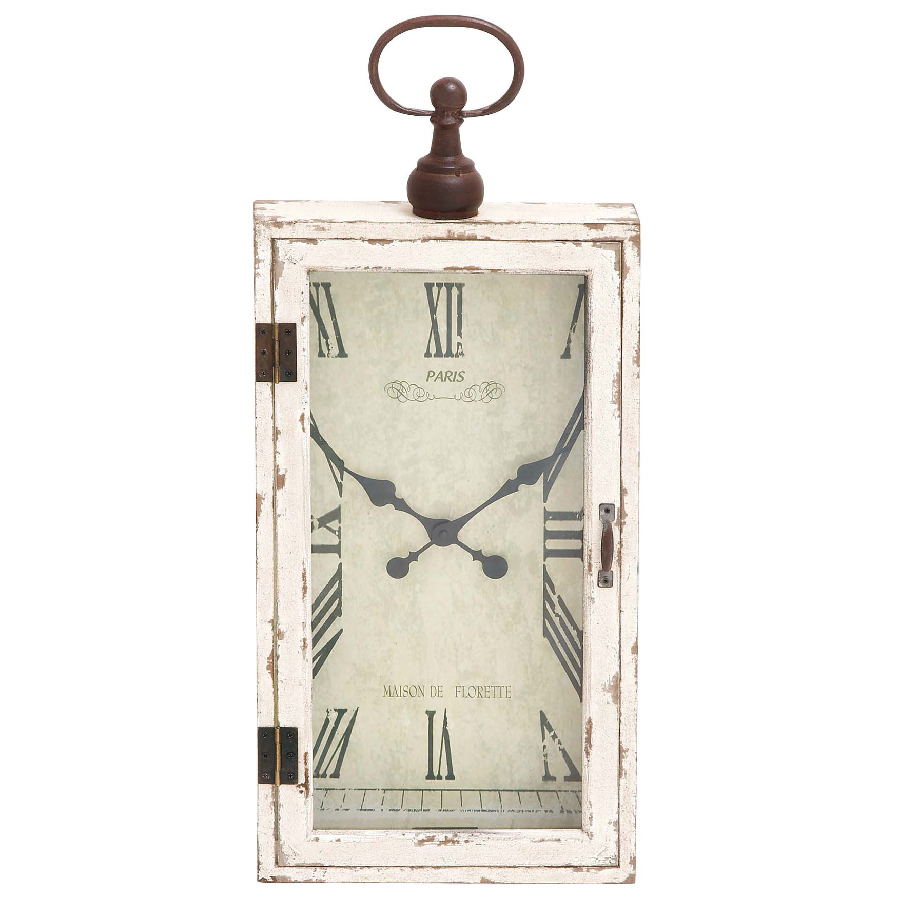 White Vintage Wood Wall Clock, WHITE