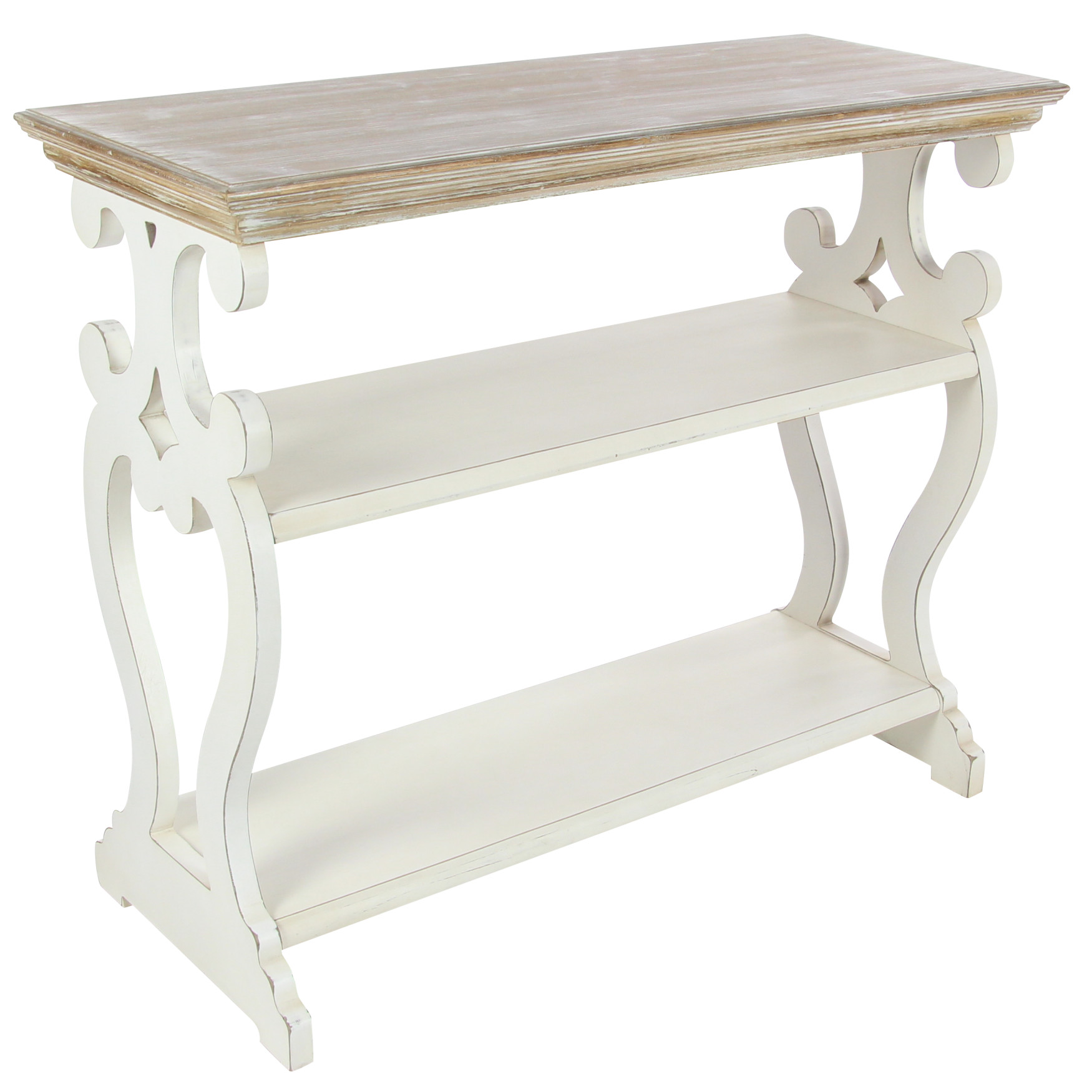 White Farmhouse Wood Console Table, 32 x 38, BROWN